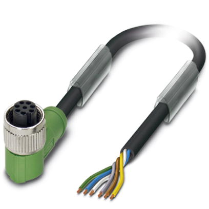 Phoenix Contact Sensor/Actuator Box Socket; SAC-6P-10 0-PURMC/M12FR; M12; 4 slots; angled; 10m cable
